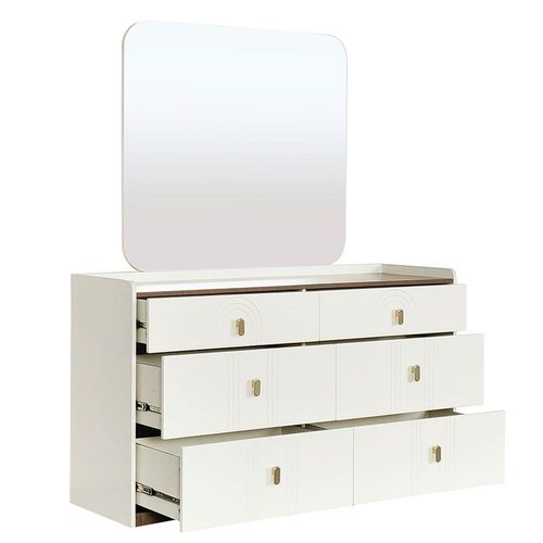 Eliza Dresser w/ Mirror - Matte White / Oak