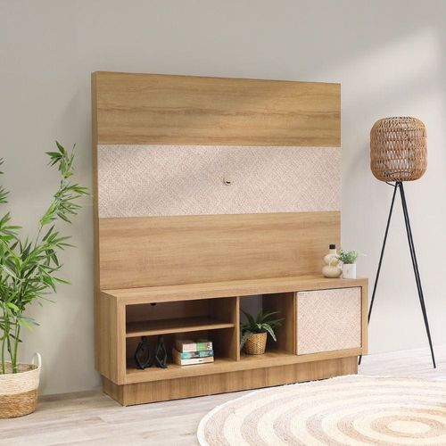 Galo Entertainment Unit up to 65 Inches  - Almond/Rattan