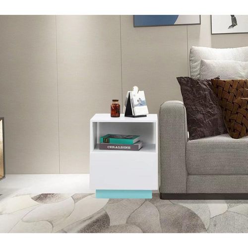 Oklahoma End Table w/ LED Light - White