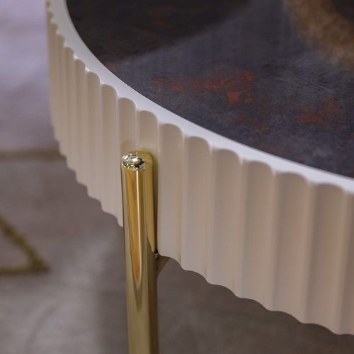 Maine Coffee Table Set Of 2 - Cream / Grey Marble