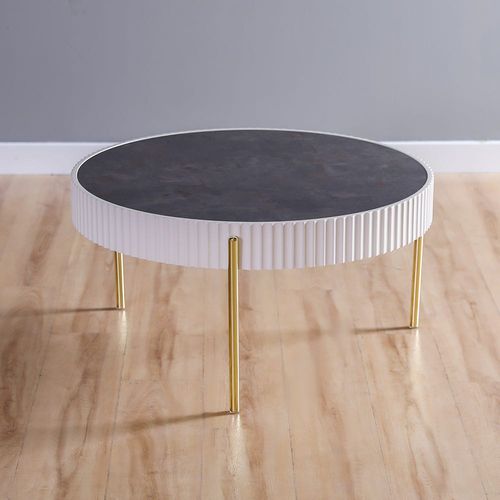 Maine Coffee Table Set Of 2 - Cream / Grey Marble