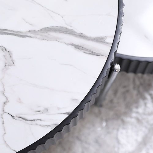 Maine Coffee Table Set Of 2 - Black / White Marbal