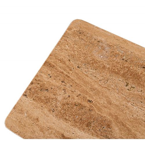 Masaya Travertine/ Solidwood Console - White / Dark Walnut