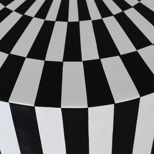 Ikat Solid Wood Round End Table - Black/White - With 2-Year Warranty