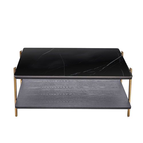 Kenn Sintered Stone Low Coffee Table-Black/Gold