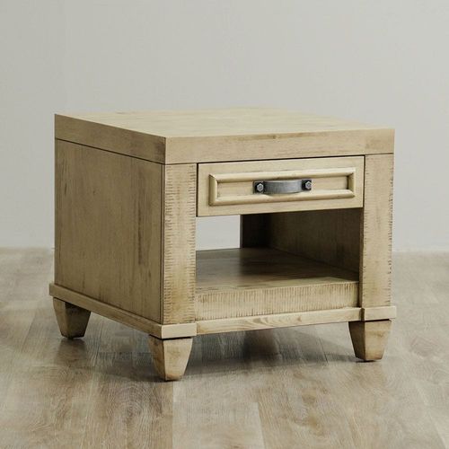 Selvia End Table - Rustic Light White - With 2-Year Warranty