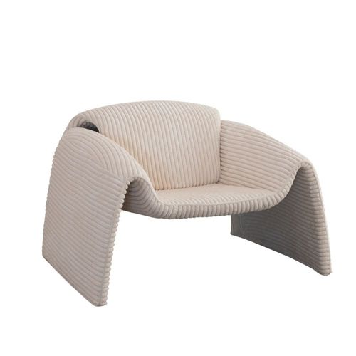 Amaze Fabric Accent Chair - White Corduroy - With 5-Year Warranty