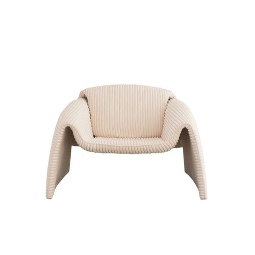Amaze Fabric Accent Chair - White Corduroy - With 5-Year Warranty