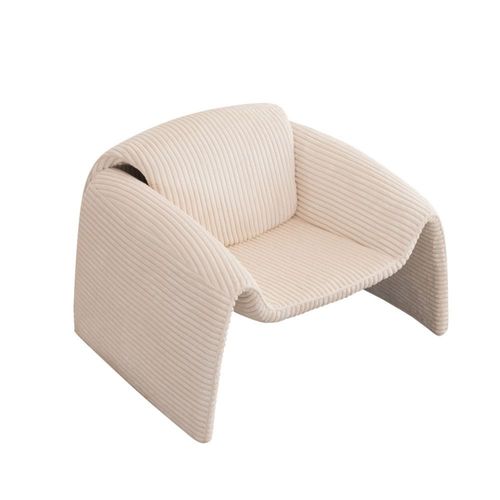 Amaze Fabric Accent Chair - White Corduroy - With 5-Year Warranty