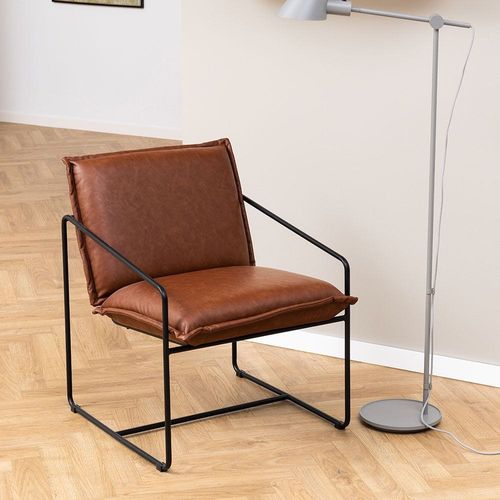 Sheba Faux Leather Lounge Chair - Retro Brown