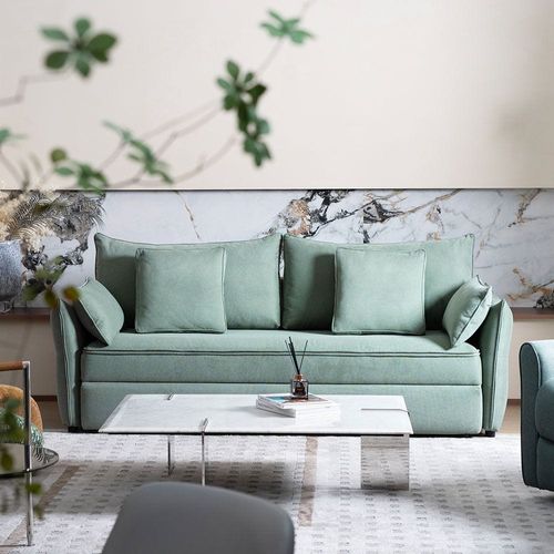 Zaden  3 Seater Fabric Sofabed - Green