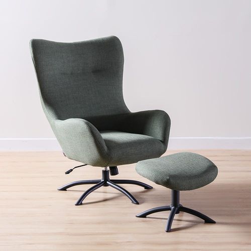 Talgarth 1 Seater Fabric Recliner with Footstool - Grey Brown