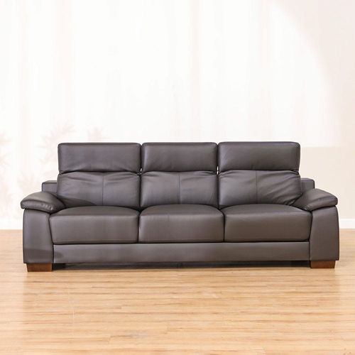 Efraim 3 Seater Half Leather Sofa - Black
