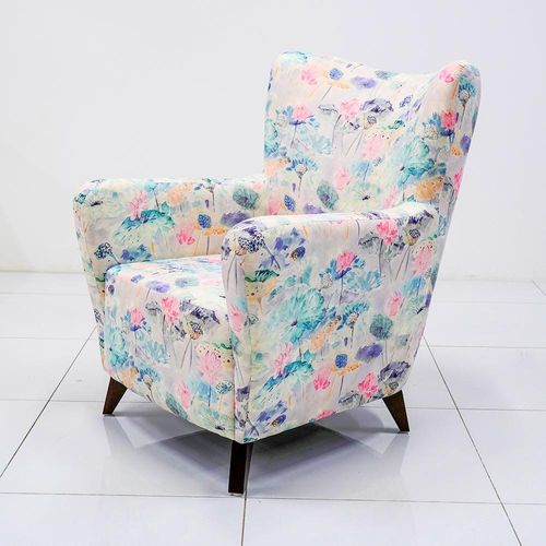 Cardinal Fabric Armchair + Ottoman- Flower Pattern