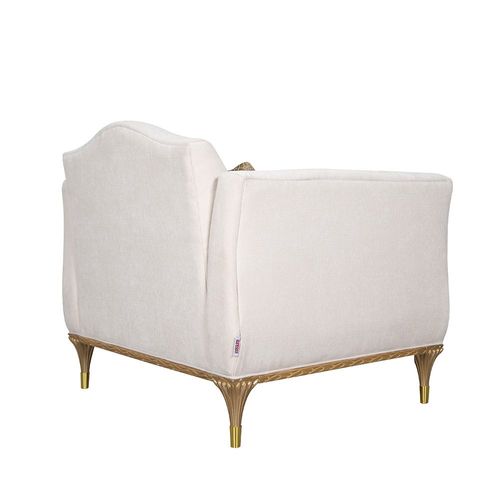 Contessa 1 Seater Fabric Sofa - Milky White / Gold