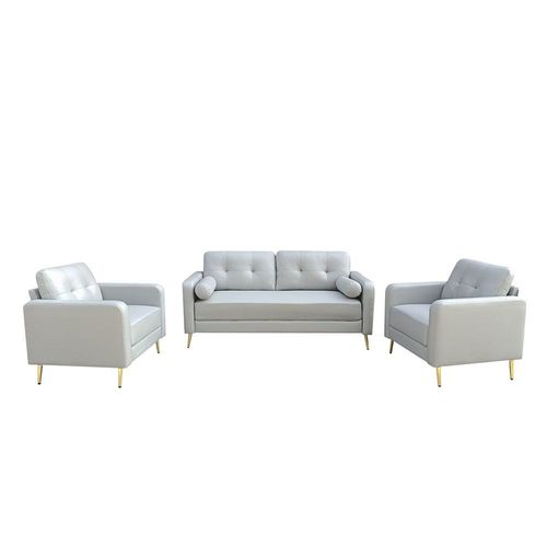 Anacletus Fabric Sofa Set - Cool Grey - With 2-Year Warranty
