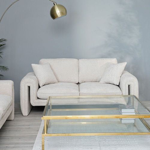 Modena 2-Seater Fabric Sofa - Milky White