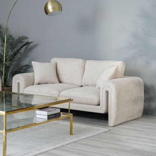 Modena 2-Seater Fabric Sofa - Milky White