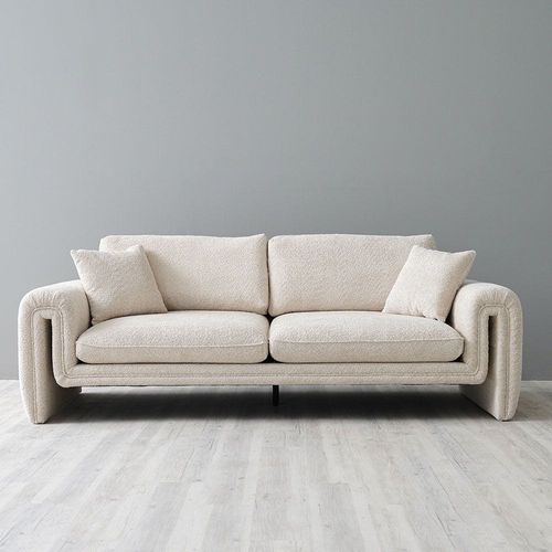 Modena 3-Seater Fabric Sofa - Milky White
