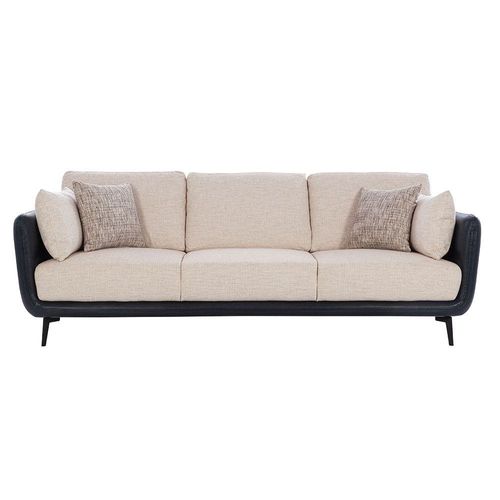 Portsmount 3-Seater Fabric Sofa - Beige / Midnight Blue