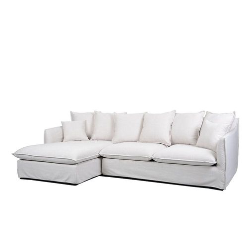 Hobart 4-Seater Fabric Left Chaise Corner Sofa – Beige – With 2-Year Warranty