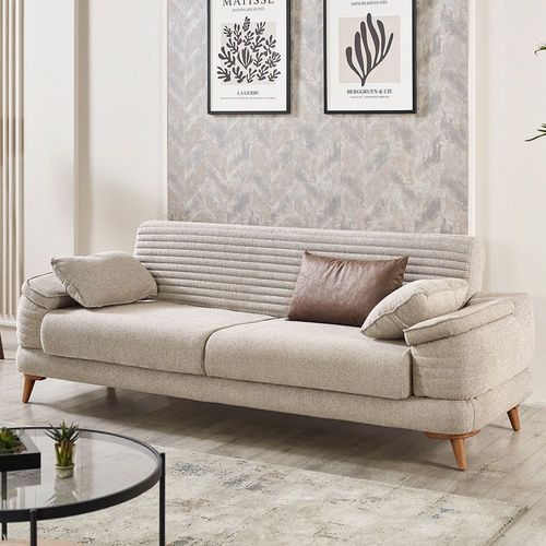 Foxton 3 Seater Fabric Sofa Bed - Beige
