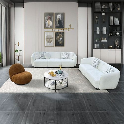 Gishelle 4 Seater Fabric Sofa - Snow White