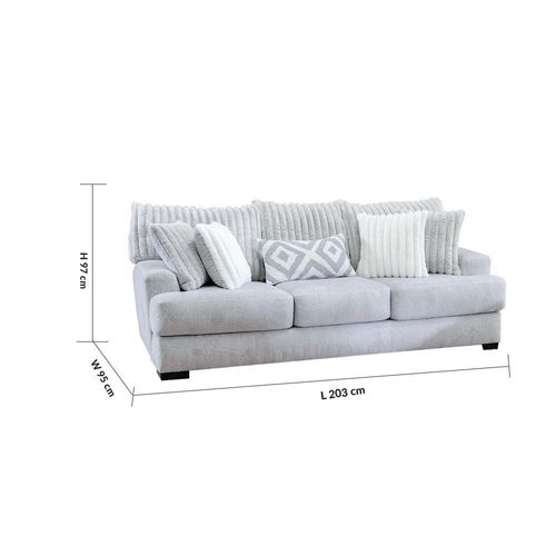 Tron 3 Seater Fabric Sofa - Grey