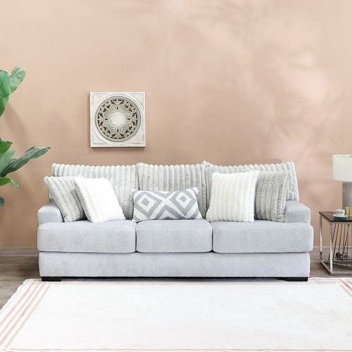 Tron 3 Seater Fabric Sofa - Grey