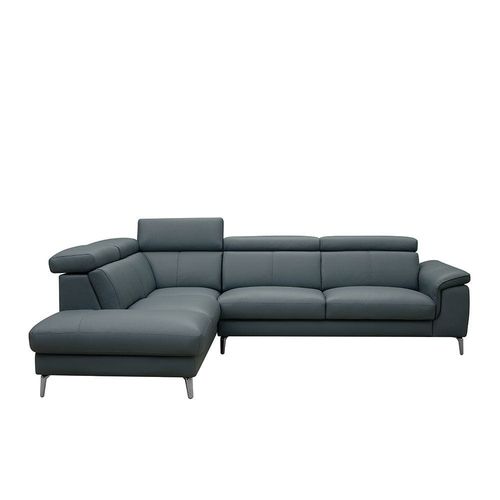 Aston  Left  Corner Half Leather Sofa - Teal