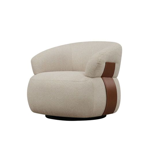 Elron 1 Seater Fabric Swivel Chair - Beige / Tan