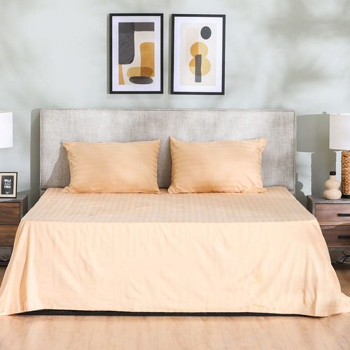 Satin Stripe 3- Piece King Flat Sheet Set 260x270 Cm Beige