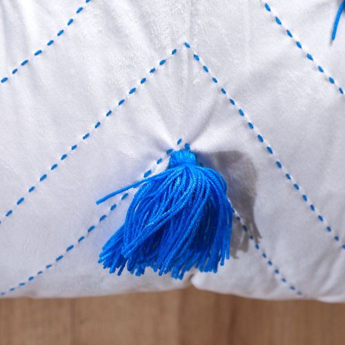 Alaina Geometic Tassles Filled Cushion 45X45 White