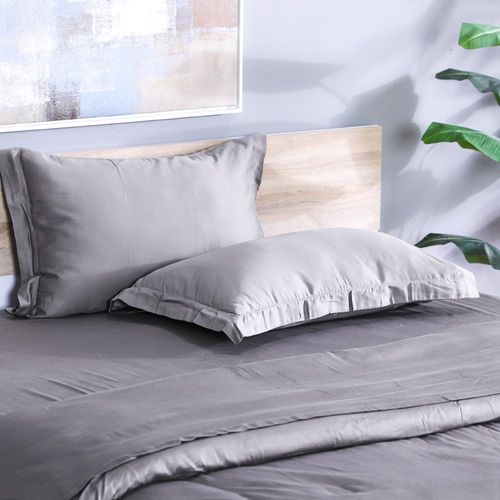 Solace 3-Piece 300 TC Super King Duvet Cover Set-270x220 cm-Grey