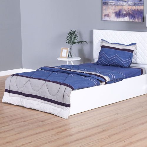 Avenue 3-Piece Single Plush Comforter Set-150x230cm-Blue