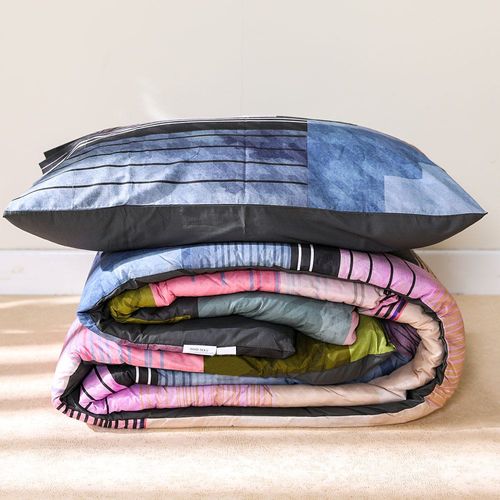 Shoreline Tweed Check 2-Piece Single Comforter Set -Teal