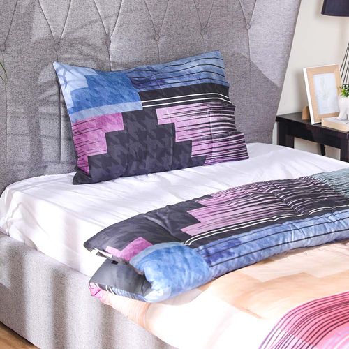 Shoreline Tweed Check 2-Piece Single Comforter Set -Teal