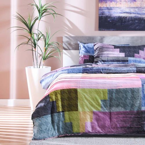 Shoreline Tweed Check 3-Piece Queen Comforter Set -Teal
