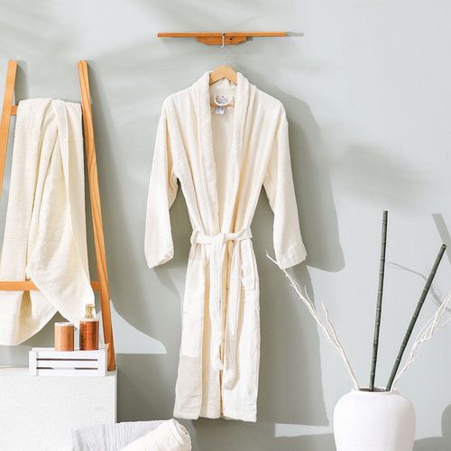Essential Shawl Collar Cotton Bathrobe Medium White