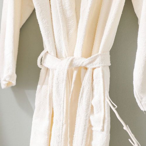Essential Shawl Collar Cotton Bathrobe Medium White