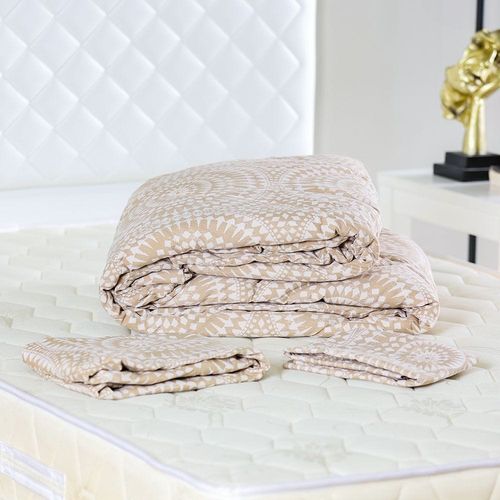 Plush Mandala 3-Piece Single Comforter Set 150X230 Cm Beige