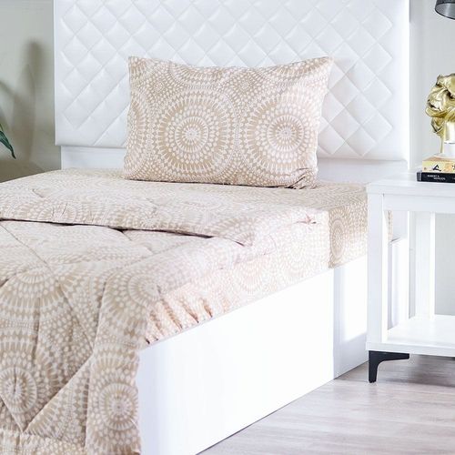 Plush Mandala 3-Piece Single Comforter Set 150X230 Cm Beige