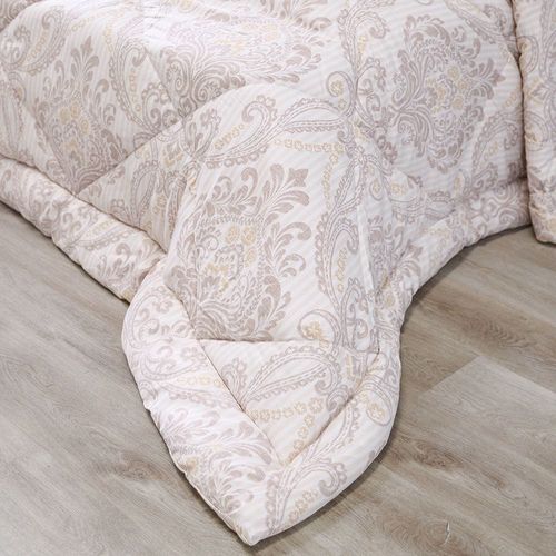 Plush Damask 4-Piece Queen Comforter Set 228X254 Cm Stone