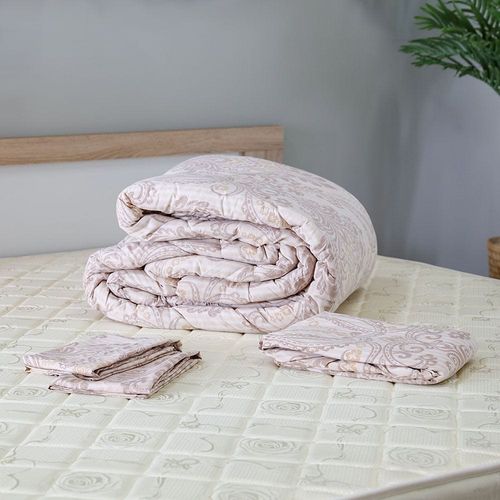 Plush Damask 4-Piece King Comforter Set 228X254 Cm Stone