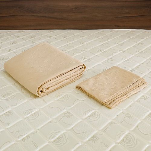 Jewel Quilted Oval Design 3-Piece King Bedspread Set 220x240 Cm Beige