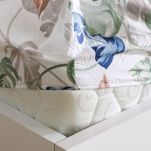 Paradise Palm Twin Fitted Sheet 120x200 Cm Teal