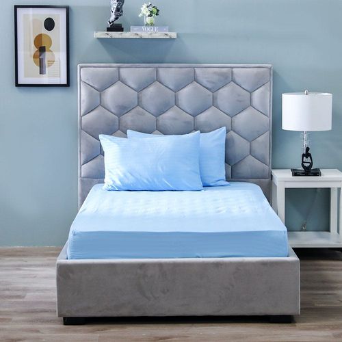 Sterling Cotton Fitted Sheet Satin Stripe 3- Piece Set 160X200+30 Cm Light Blue