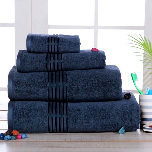 Lets Dry Valencia Border Face Towel 33X33 Cm - Nautical Navy
