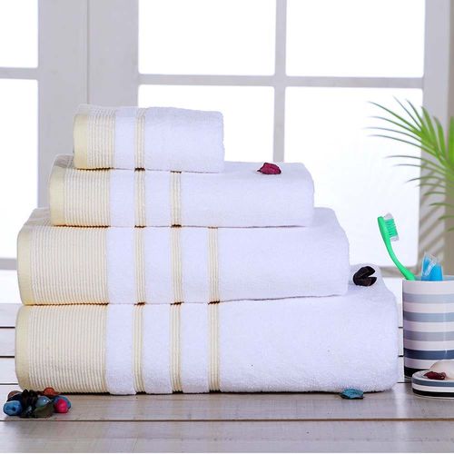 Lets Dry Reinheart Border Face Towel 33X33 Cm - Butter 