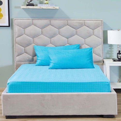 Casablanca 3 -Pcs Queen Fitted Sheet Set 160x200 Cm Solid Blue